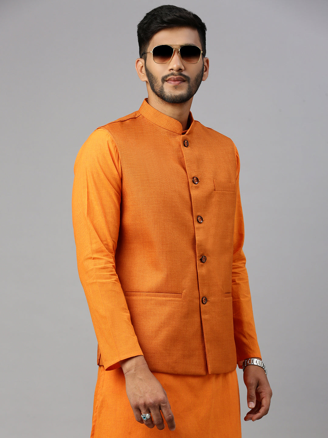 Men Ethnic Jacket Orange DW20