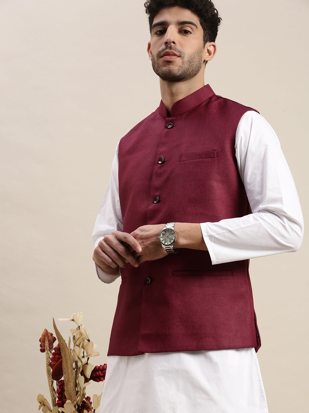 Men Ethnic Jacket Purple DW18