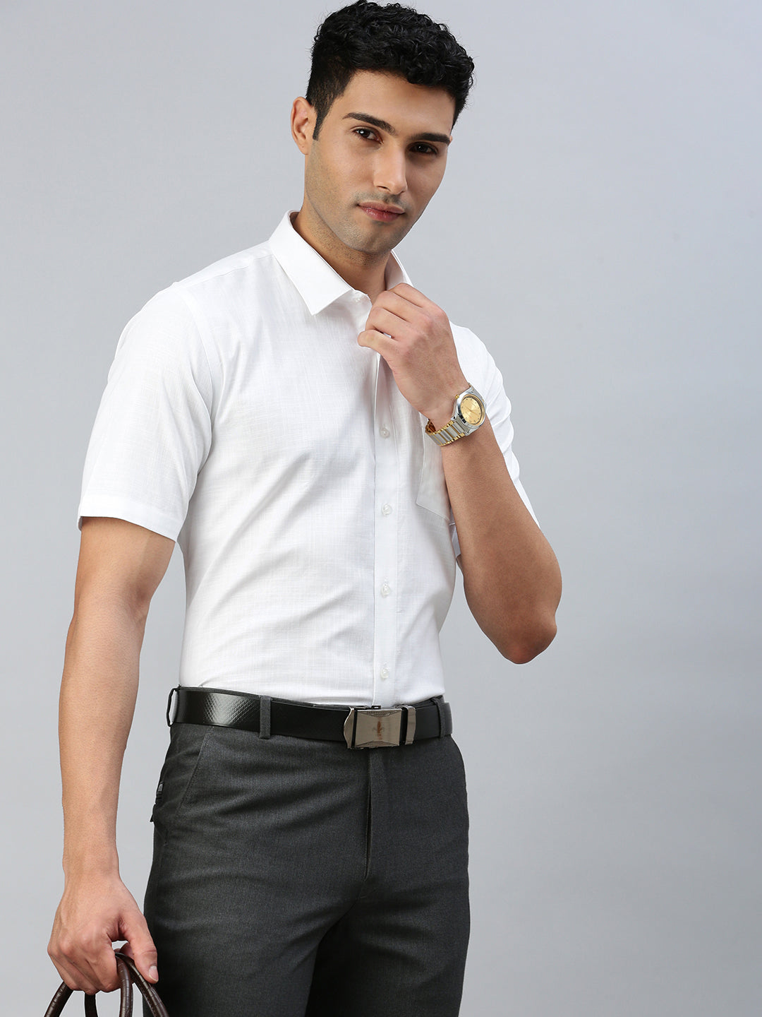 Men 100% Cotton Shirt Celebrity White V2