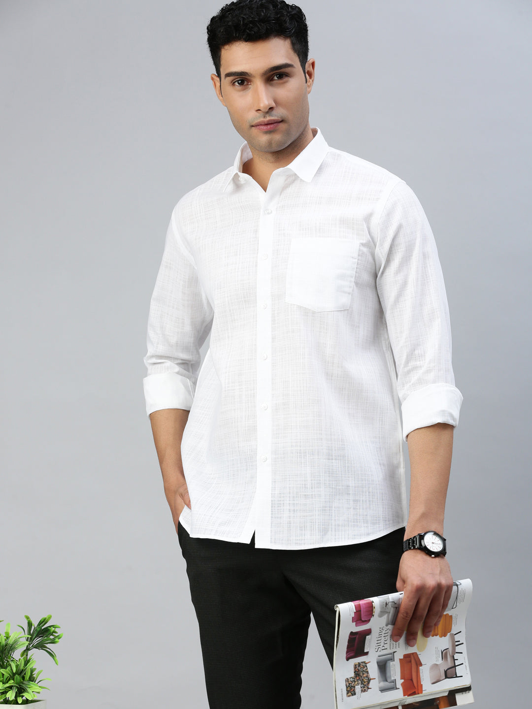 Men Cotton Rich Celebrity White Shirt V3