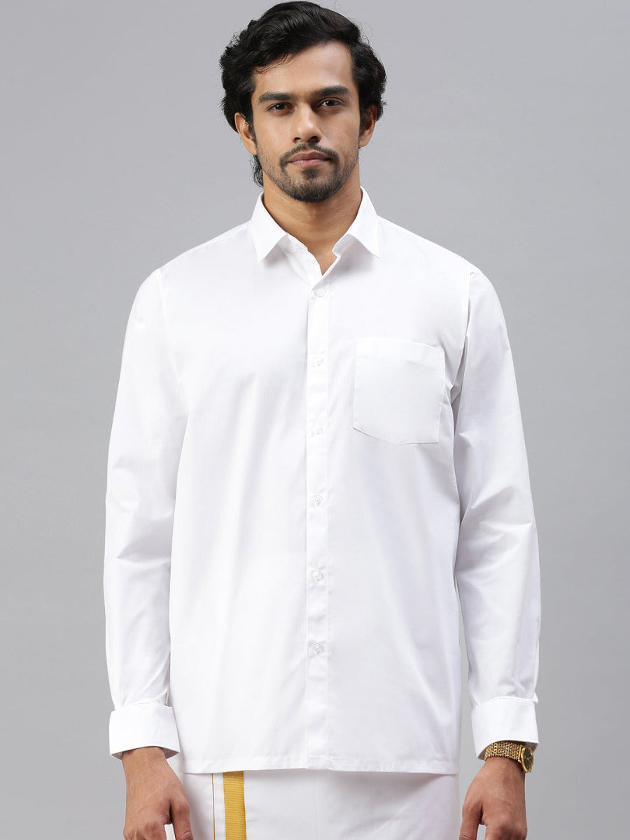 Mens Wrinkle Free White Shirt -Soft Touch