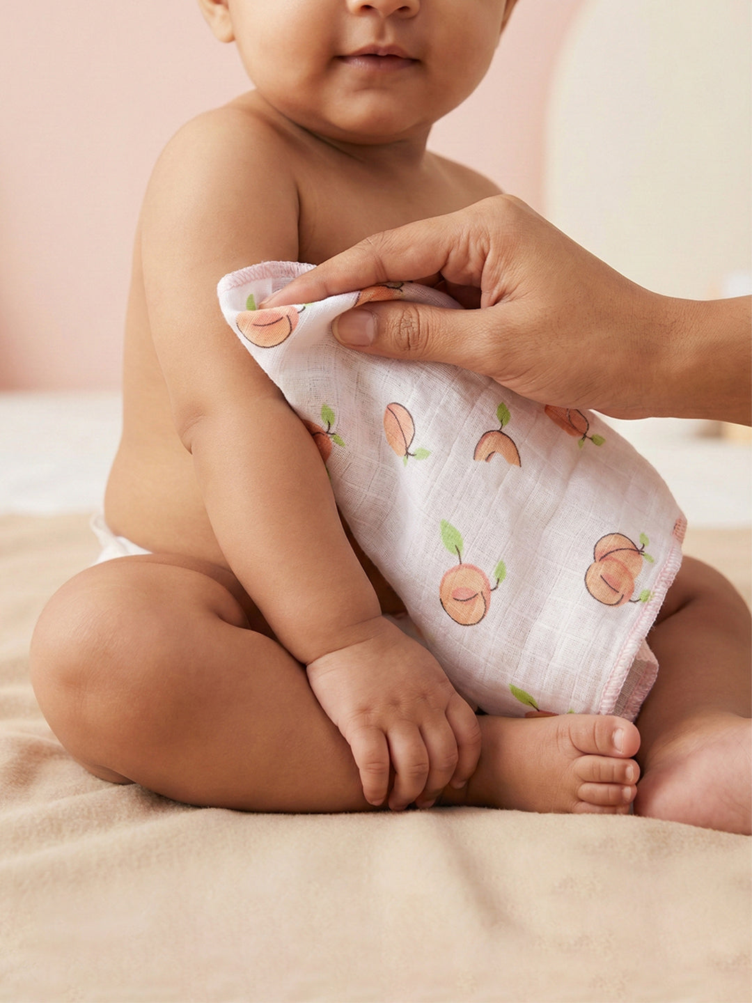 Born Baby Wash Cloth for Face & Body (Pack of 3) Soft, Absorbent Cotton | 0.35m x 0.35m