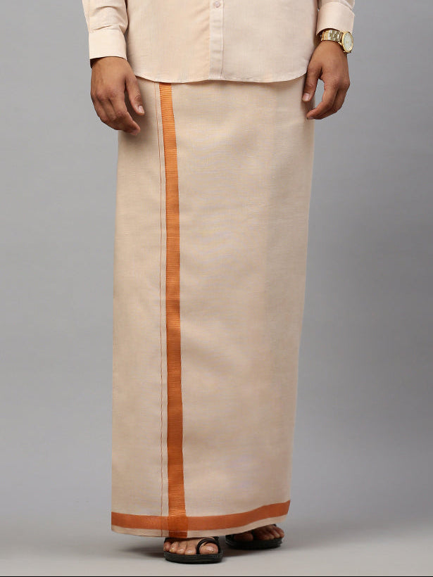Men Tissue Double Layer Copper Dhoti with Jari Border