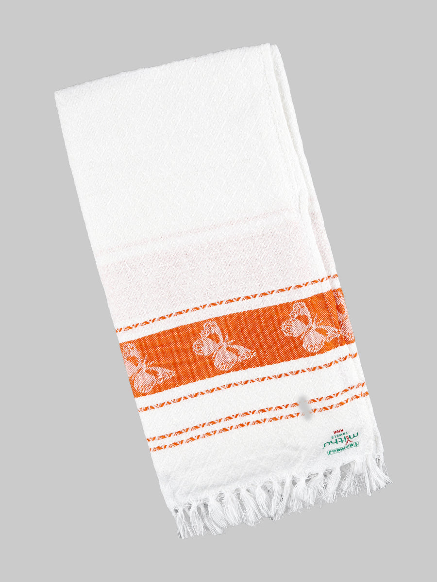 Cotton White Bath Towel Kiwi-Dark orange