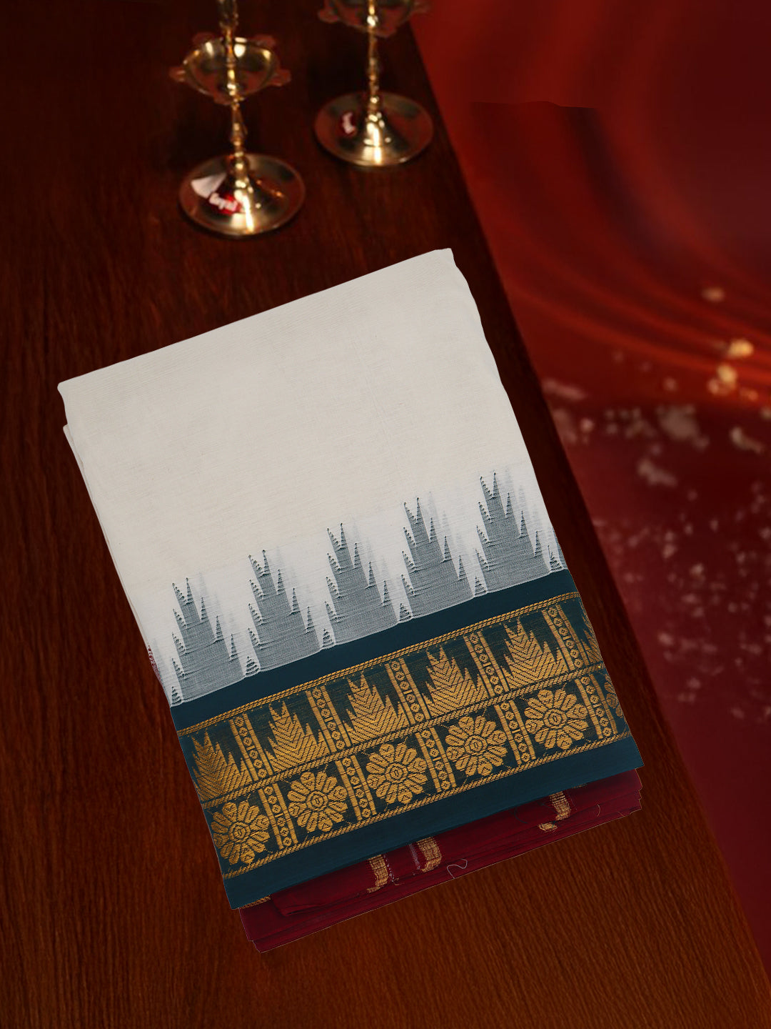 Men Kora Cotton Fancy Jari Border Panchakacham with Angavasthram (9+5) Seshachalam