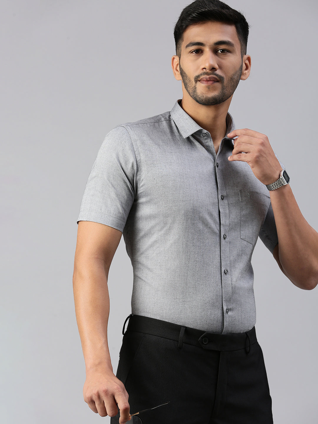Men 100% Cotton Smart Fit Shirt Grey CL6 GD3