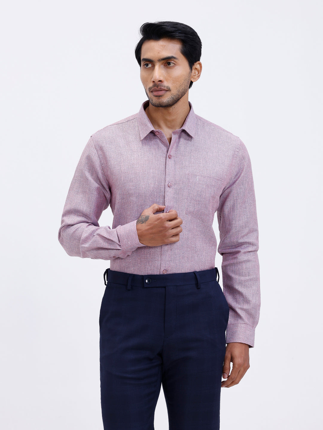 Men Cotton Rich Shirt Purple Green Trendy 12 YL6