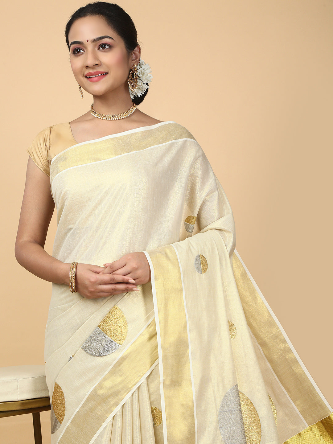 Women Kerala Tissue Gold Saree KS215