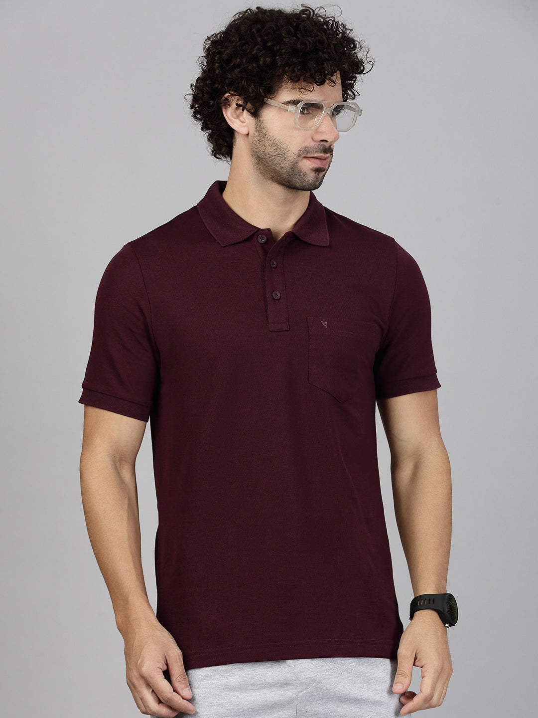 Men Cotton Rich Grey & Grape Expert Polo Tshirt Combos