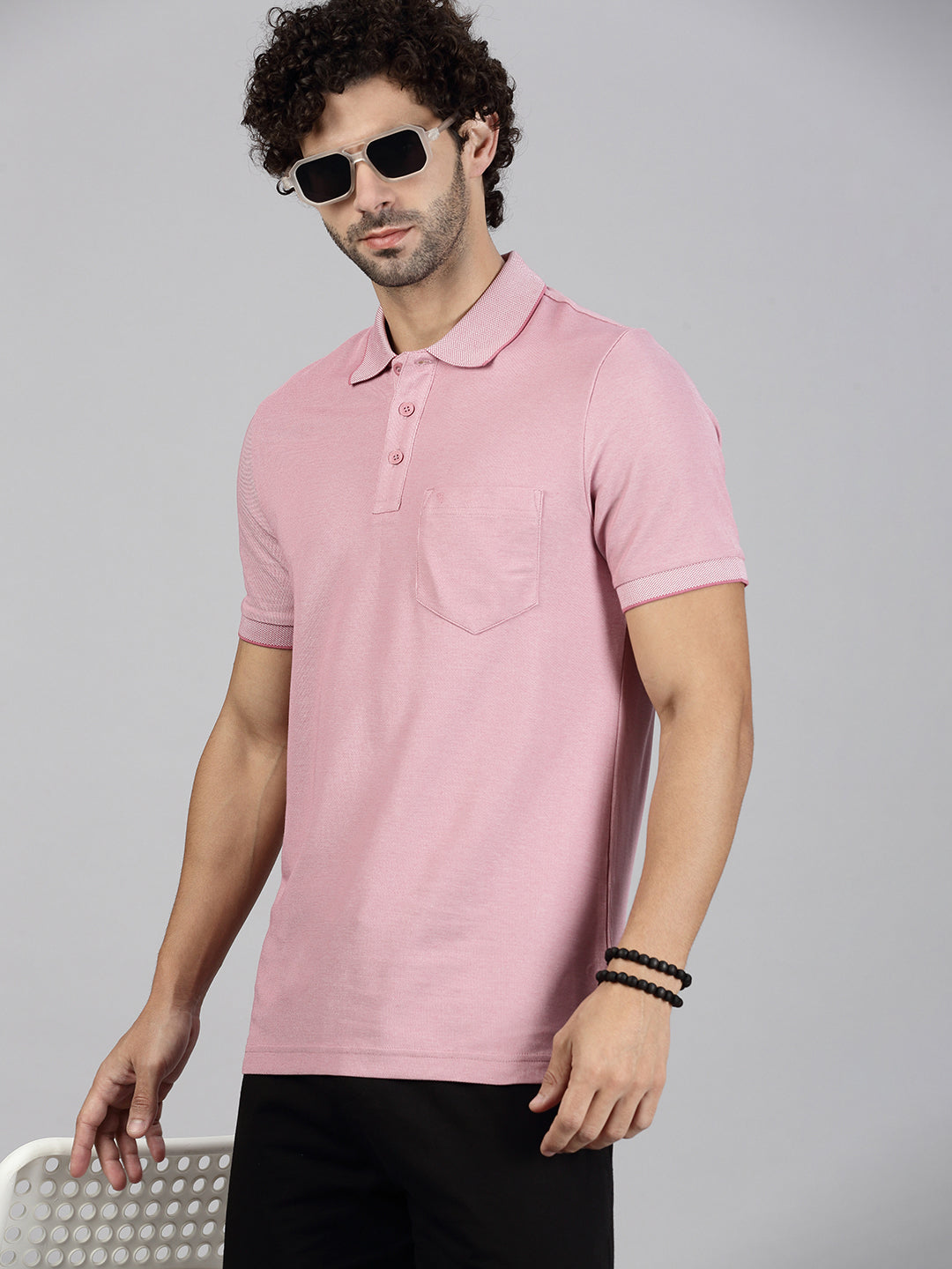 Men Cotton Rich Smart Fit Expert Polo T-Shirt Heather Rose EP44