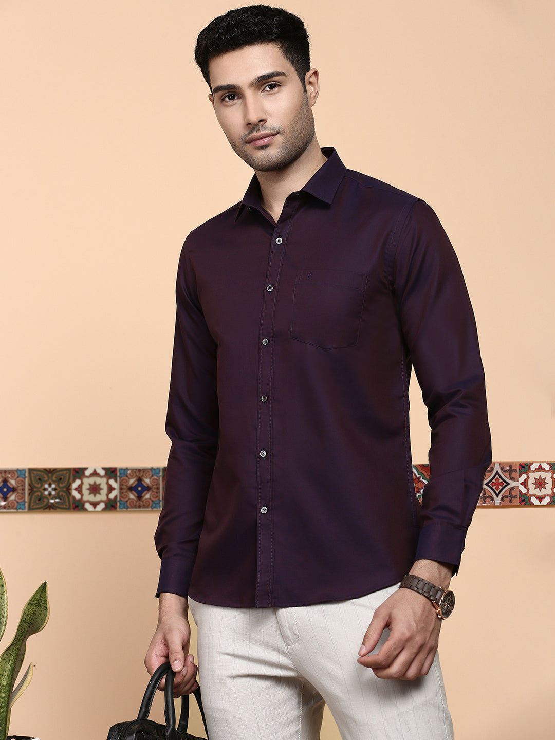 Men Premium Cotton Shirt Dark Purple EL GP16