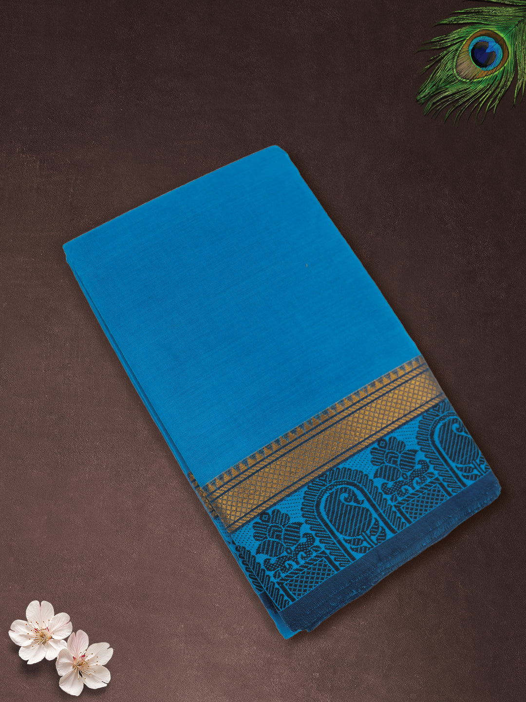 Women Blue Pure Chettinad Cotton Saree PCS235
