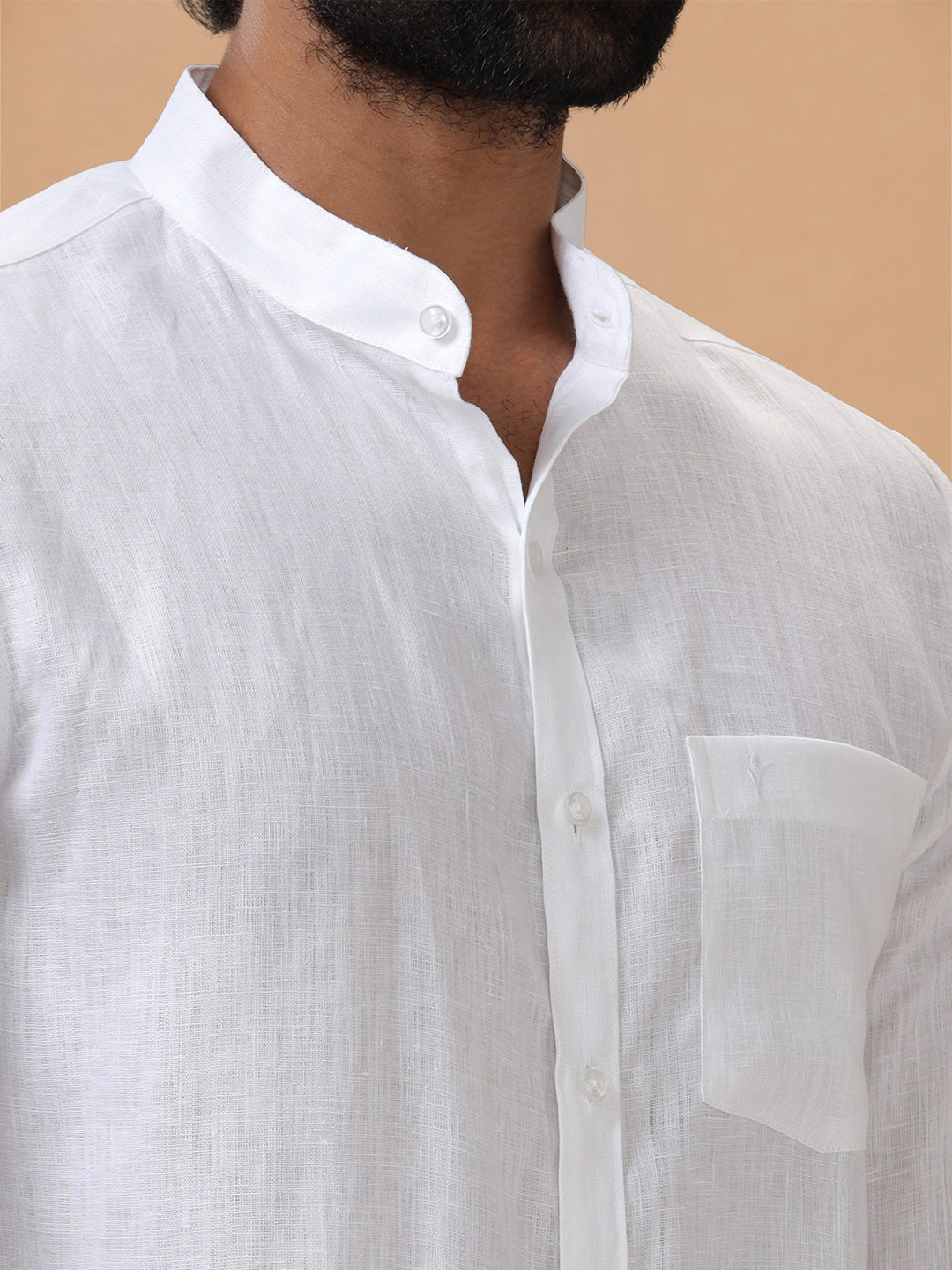 Pure Linen Chinese Collar White Shirt – Linen Park 5544
