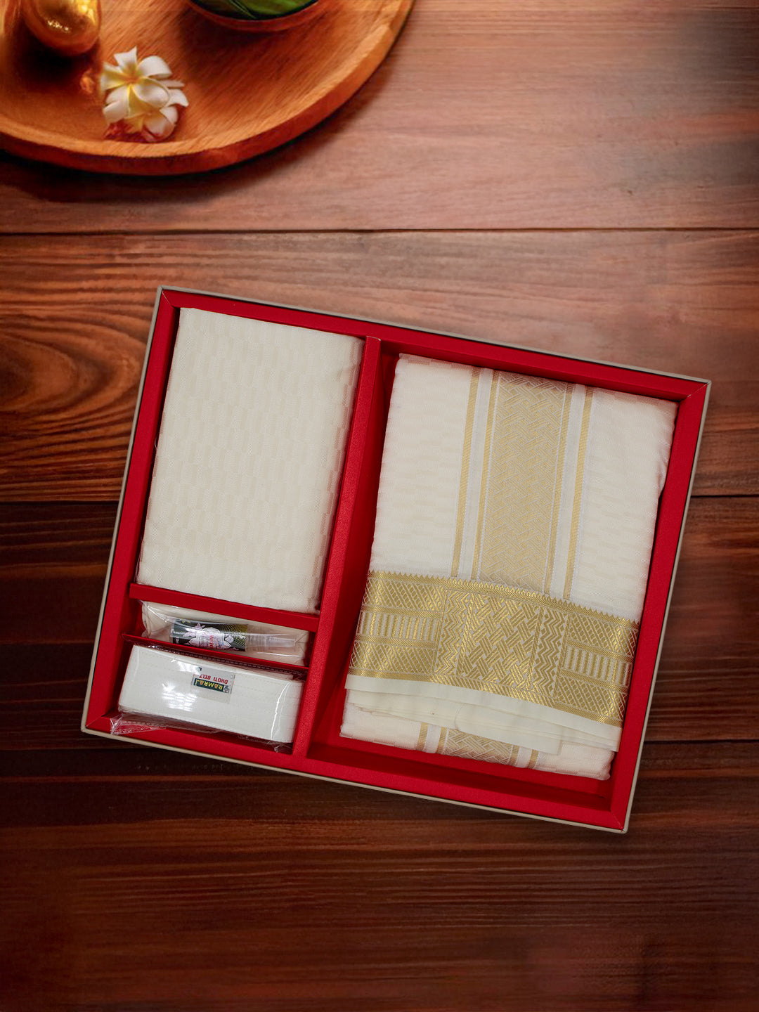 Men Art Silk Dhoti & Shirting Set Sandal Subakalyan (2 in 1) SK04