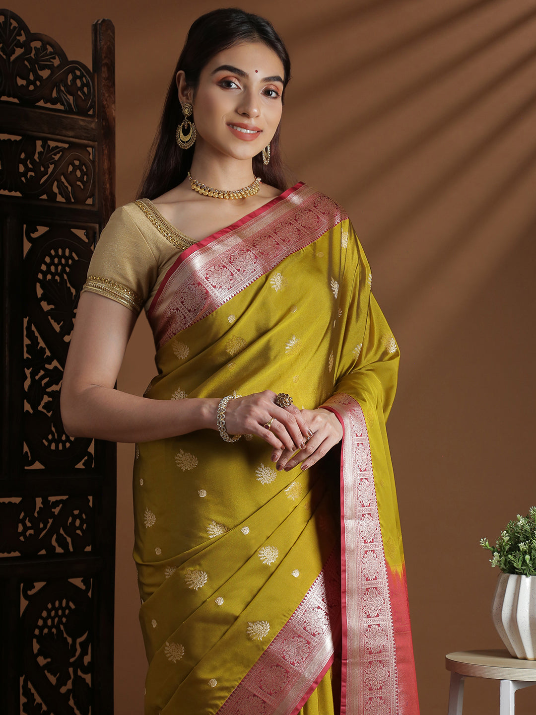 Women Soft Silk Saree Mustard Yellow SS416