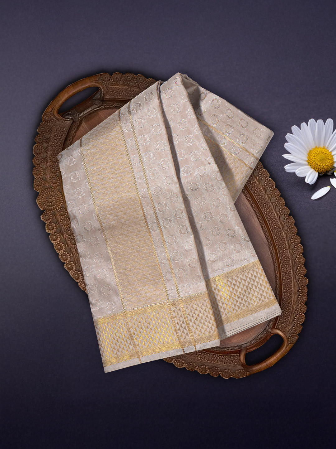 Men Art Silk Wedding Shirting Dhoti & Towel Set S.Stone Touch Tone TT29
