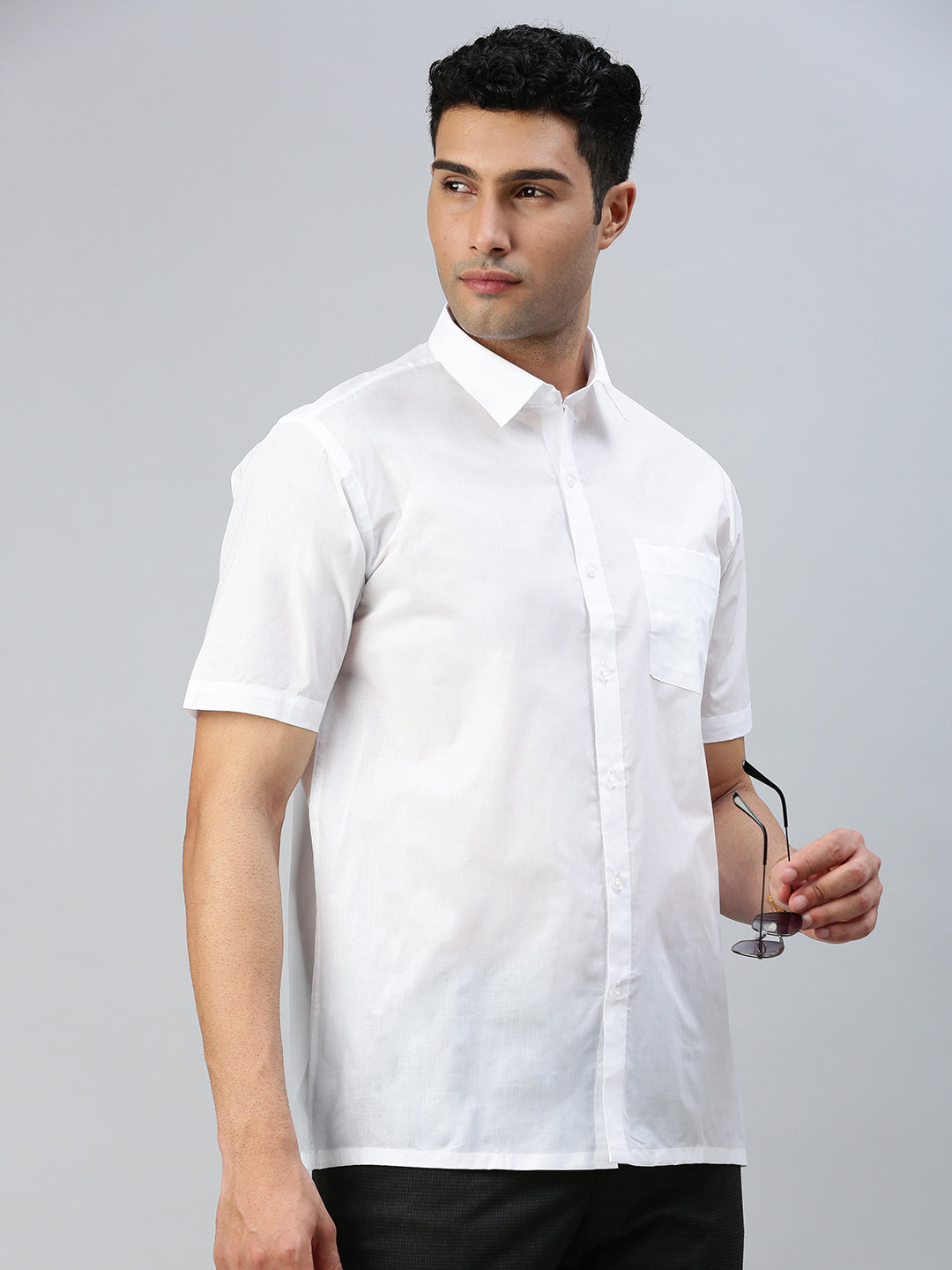 Men 100% Cotton Shirt Justice White