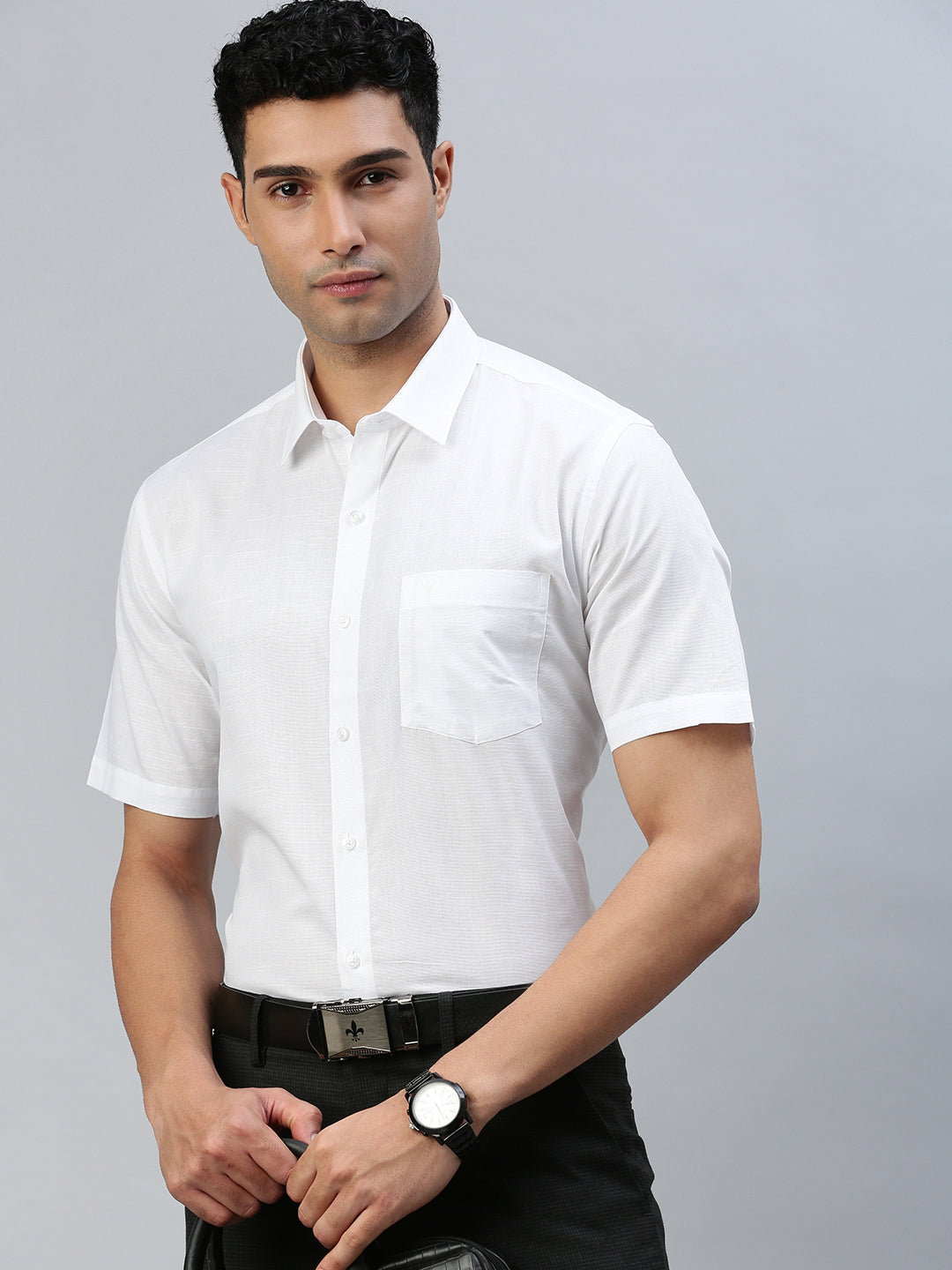 Men 100% Cotton Shirt Celebrity White 32