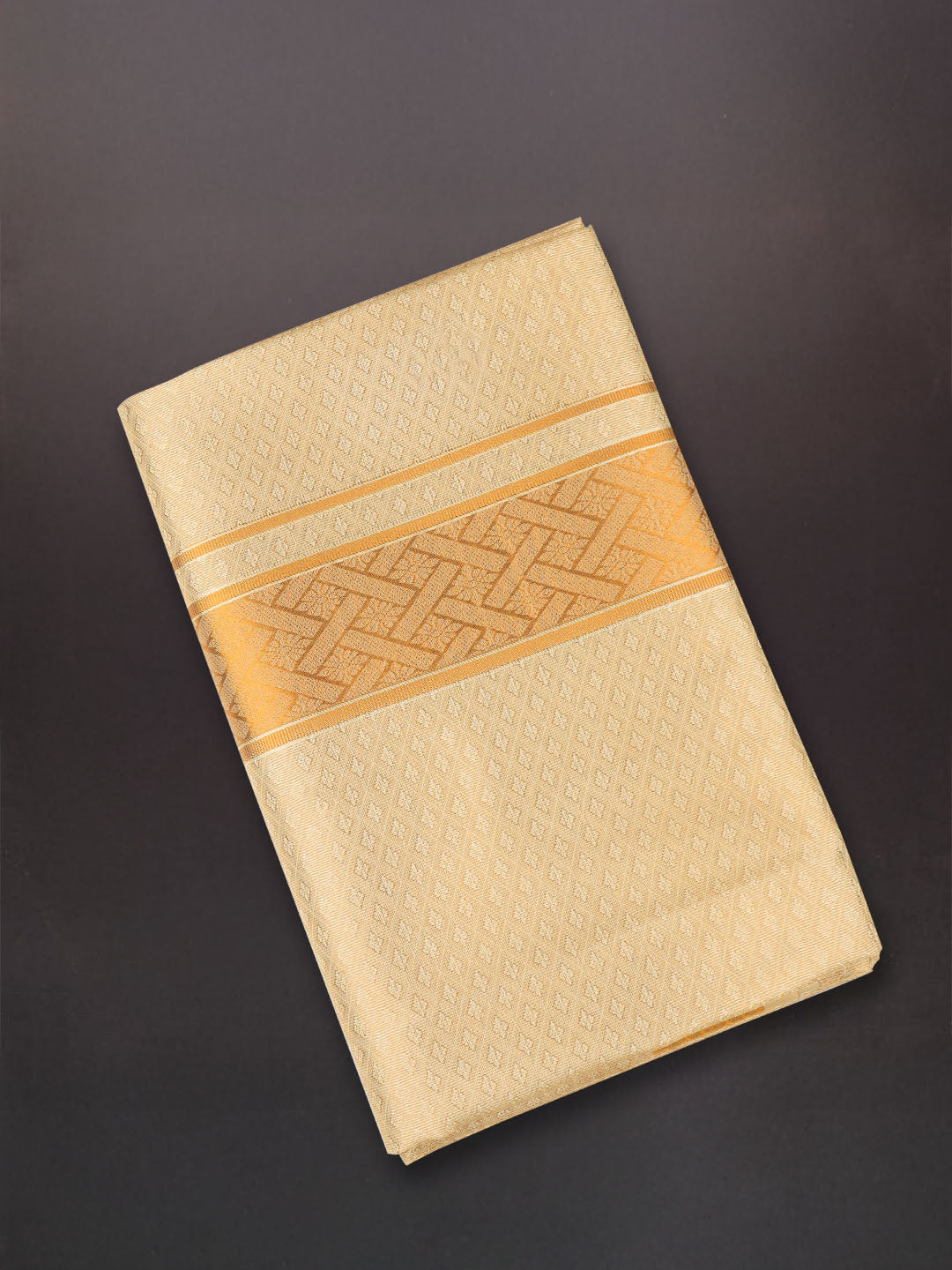 Men Art Silk Dhoti & Shirting Set Gold Moon Stone(2*1)