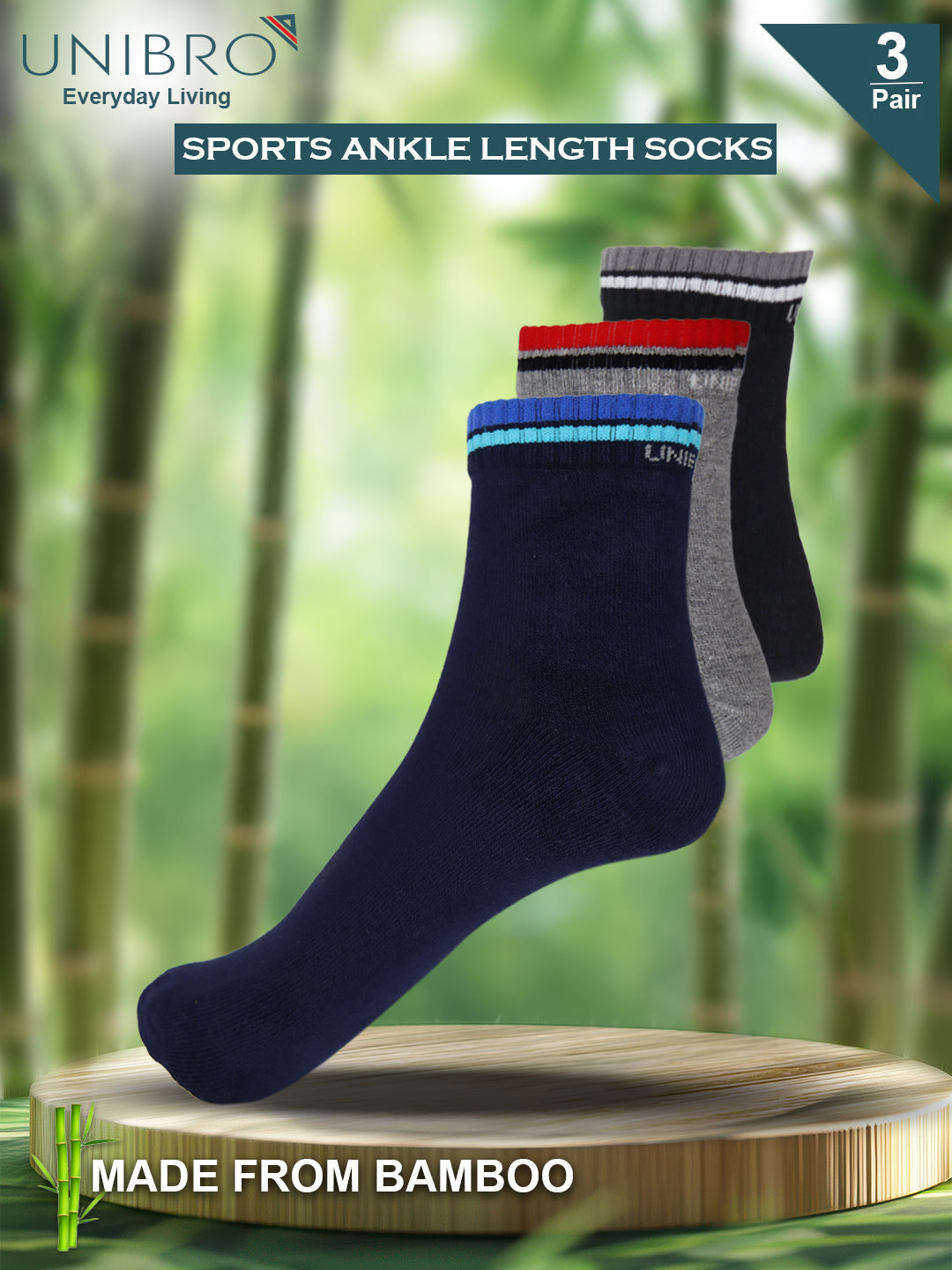 Bamboo Sports Ankle Length Socks SAS3