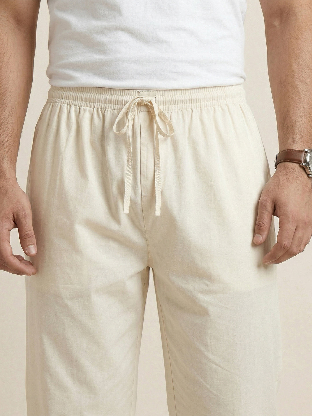 Men Cotton Cream Kurta Pant