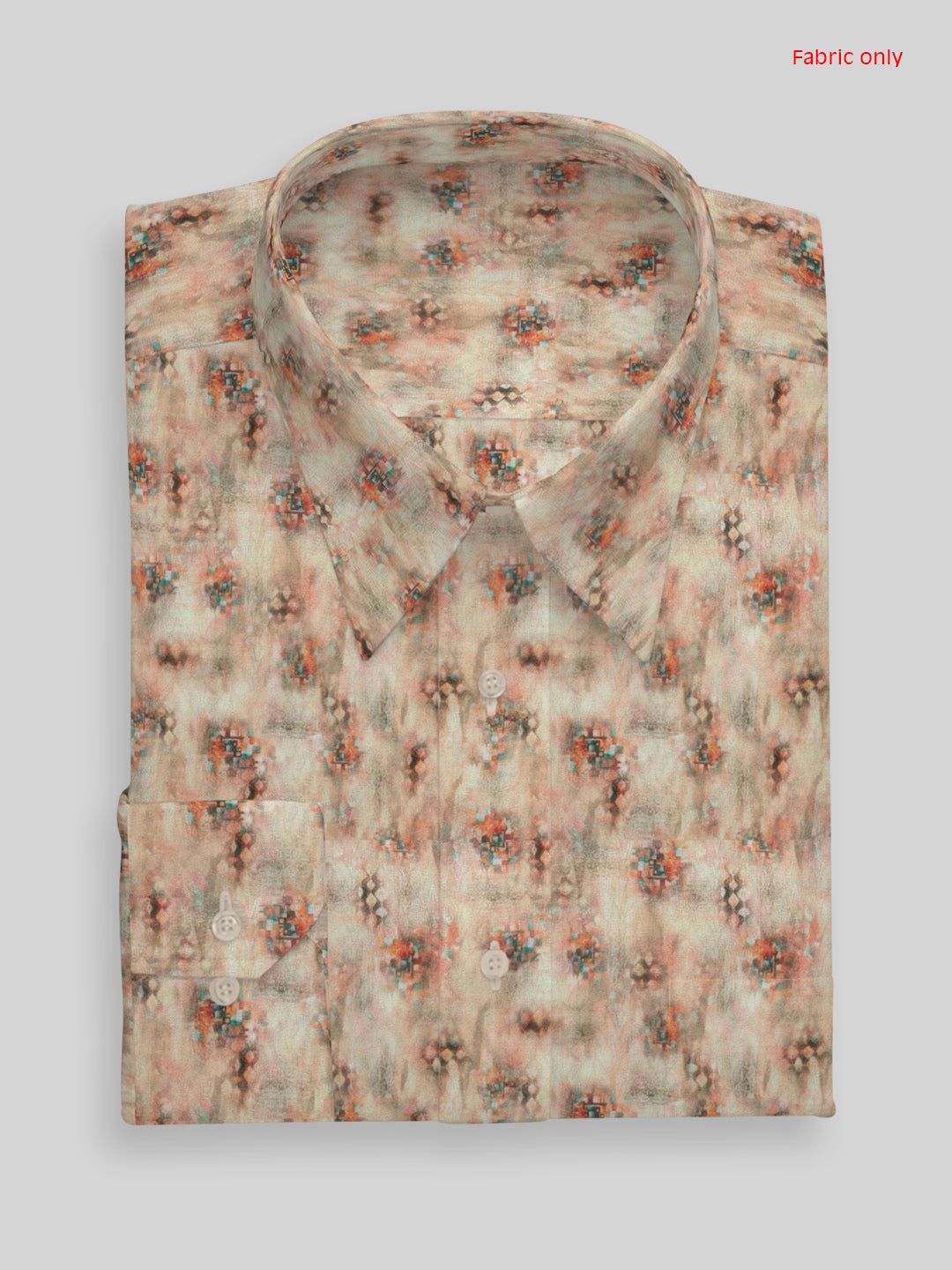 Men Cotton Rich Printed Shirt Fabric Orange Oslo Print