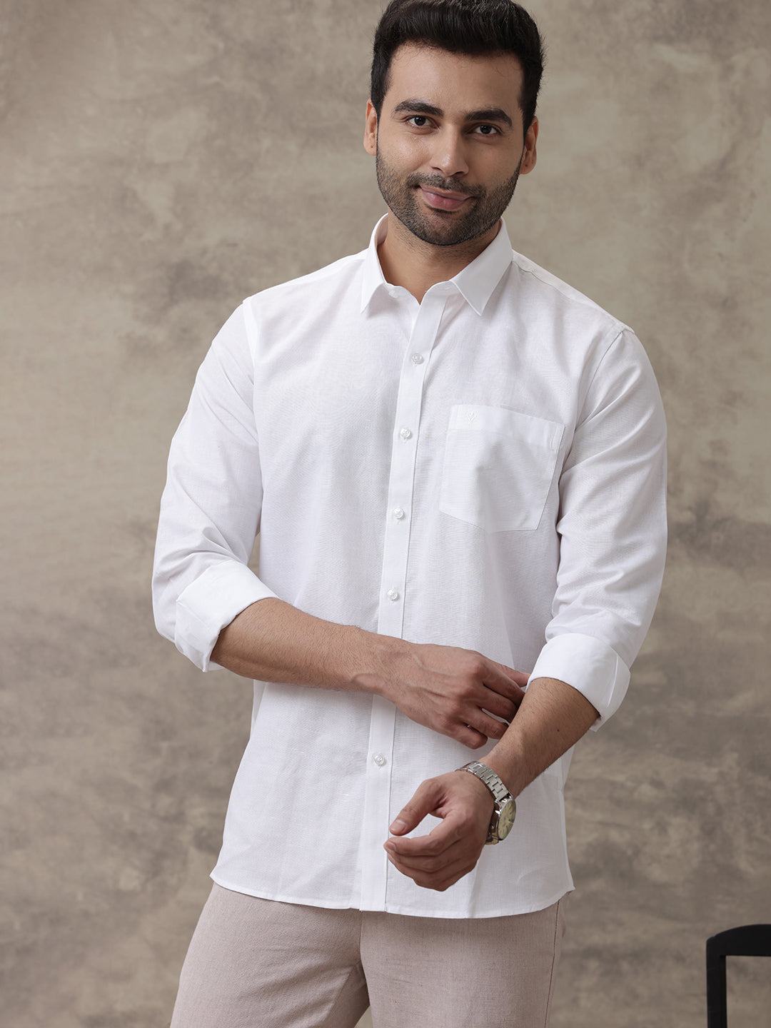 Men Cotton Linen White Shirts