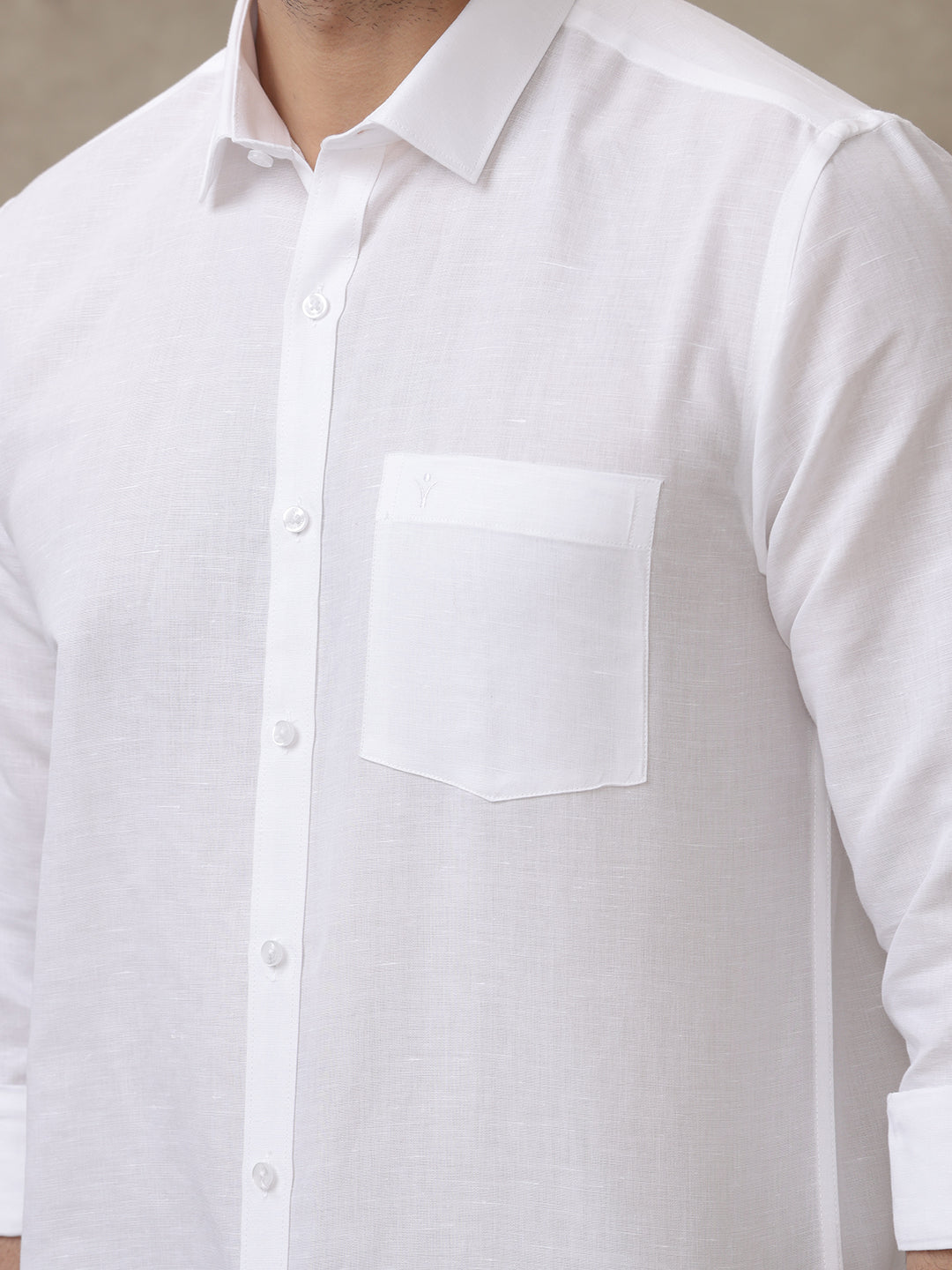 Men Linen Cotton 7447 White Shirts