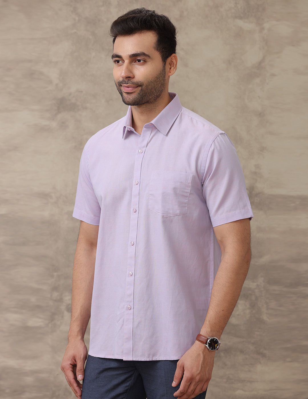 Men Linen Cotton Shirt Lavender LF23