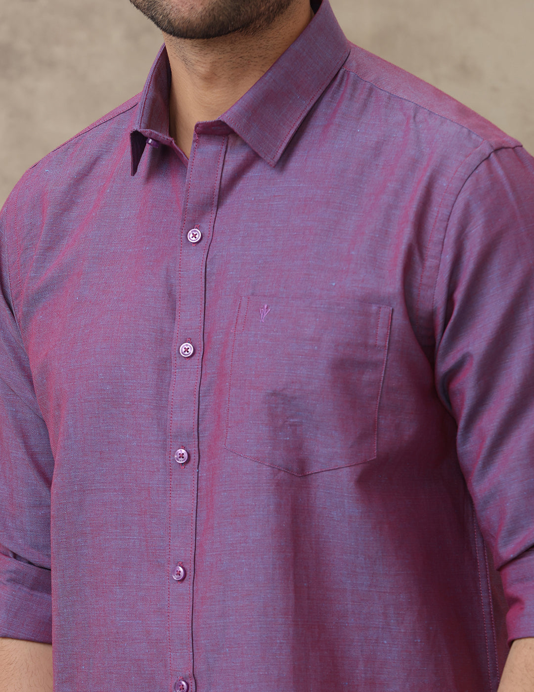 Men Linen Cotton Shirt Dark Purple LF17