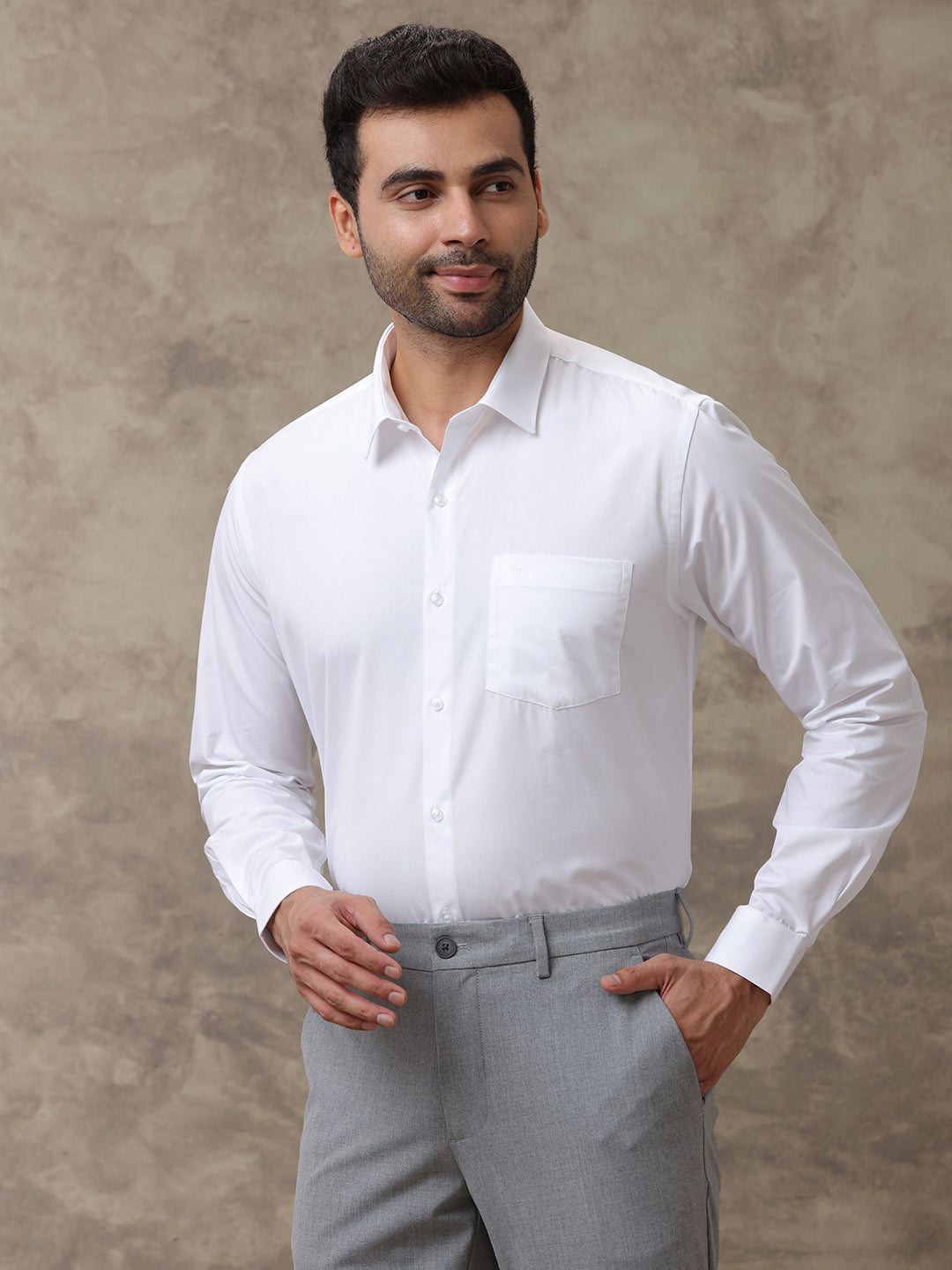 Men 100% Cotton White Shirt Luxury Cotton