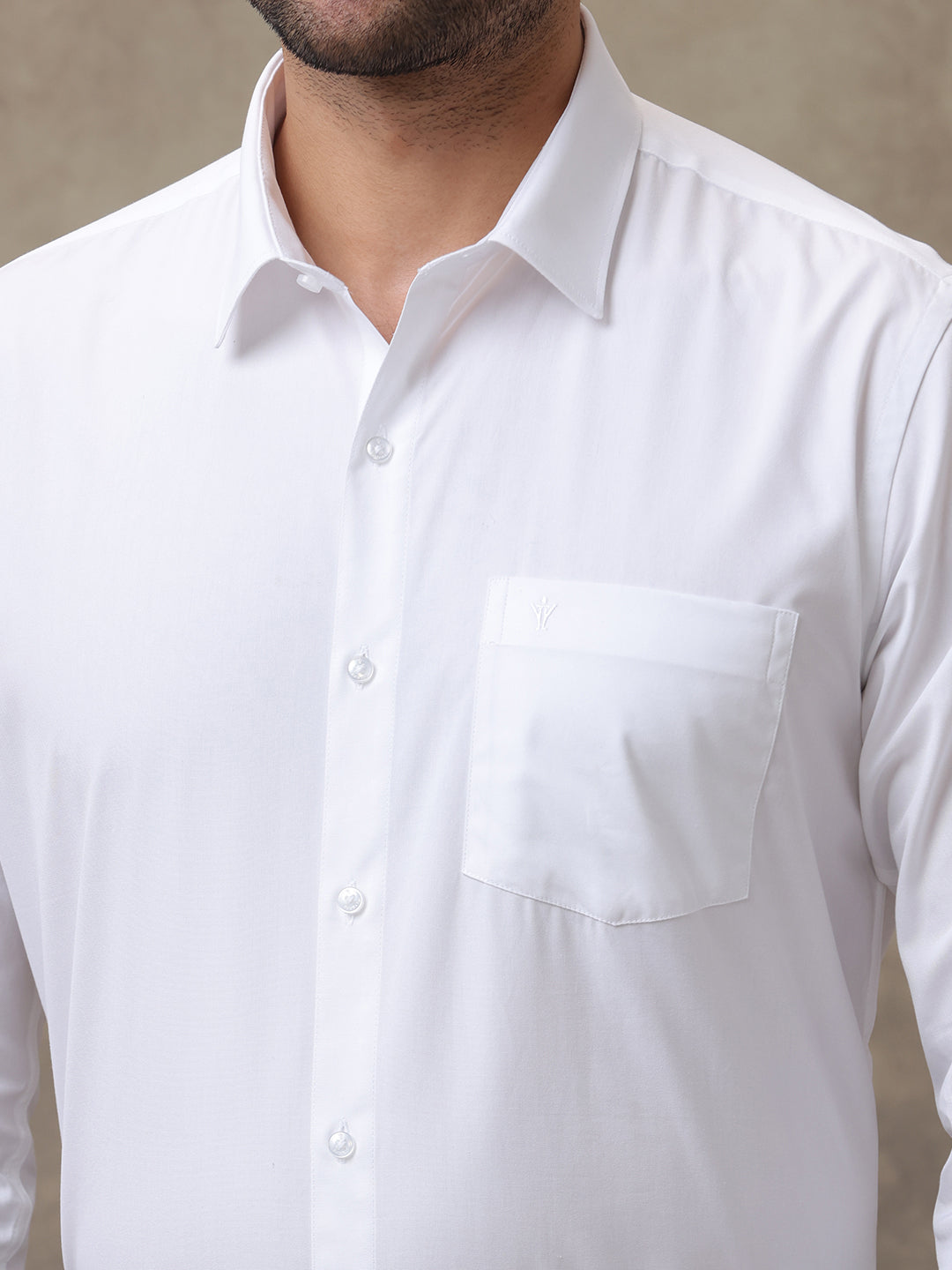 Men 100% Cotton White Shirt Luxury Cotton