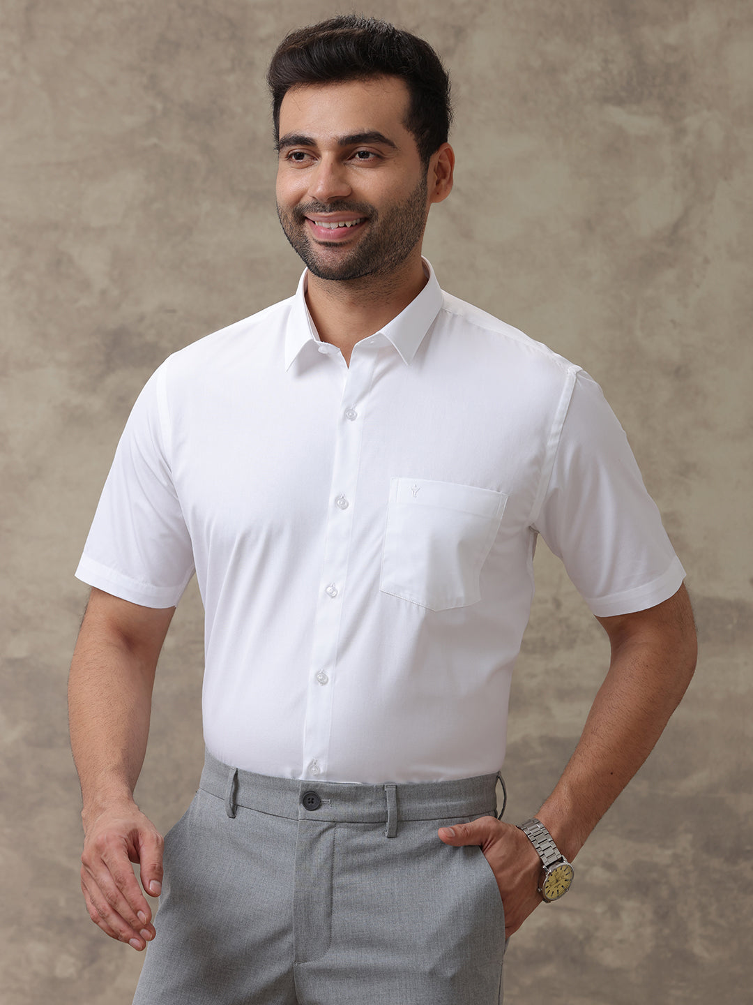 Men 100% Cotton White Shirt Luxury Cotton