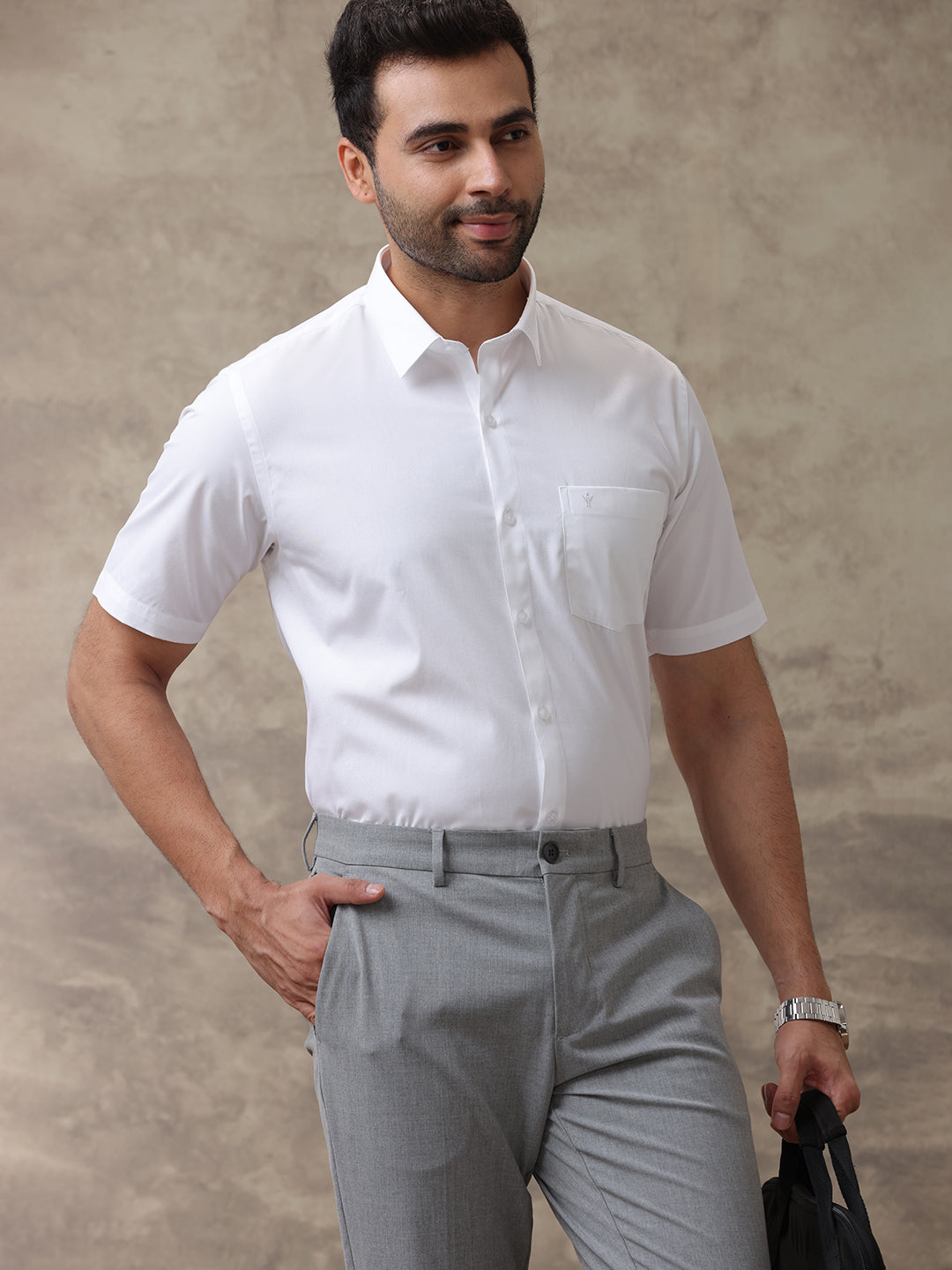 Men 100% Cotton White Shirt Luxury Cotton