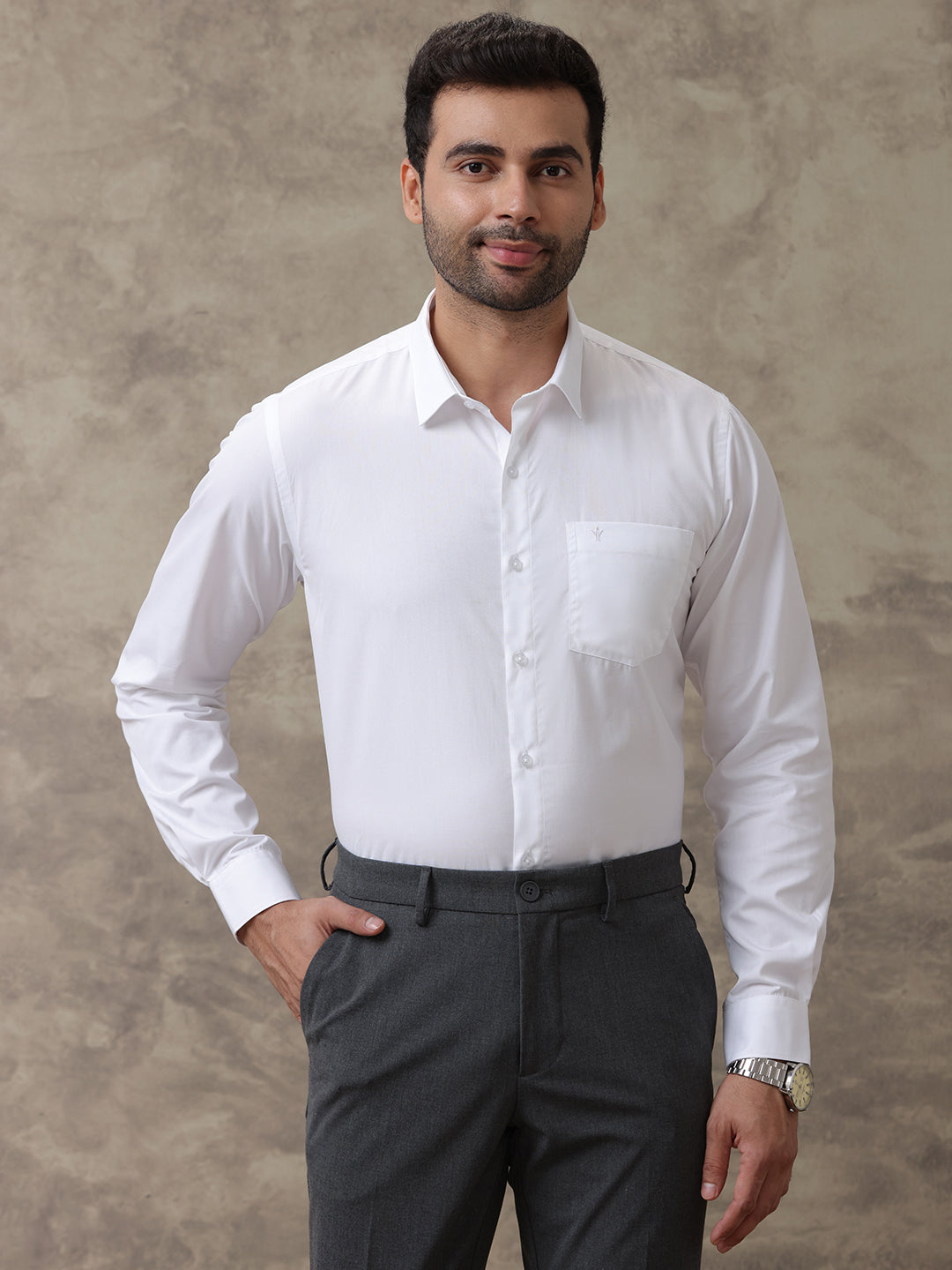 Men 100% Pima Cotton White Shirt_Viceroy