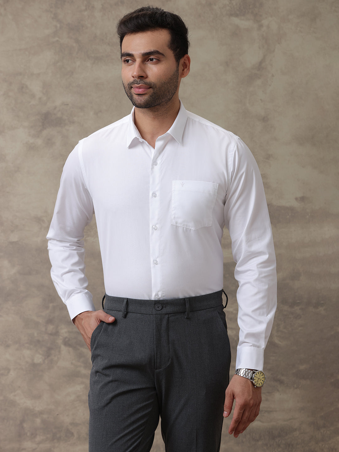 Men 100% Pima Cotton White Shirt_Viceroy