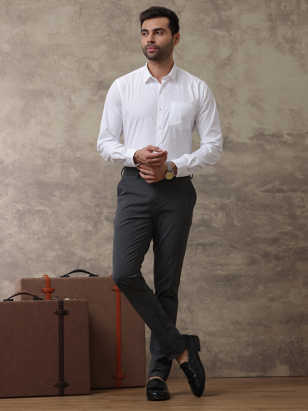 Men 100% Pima Cotton White Shirt_Viceroy