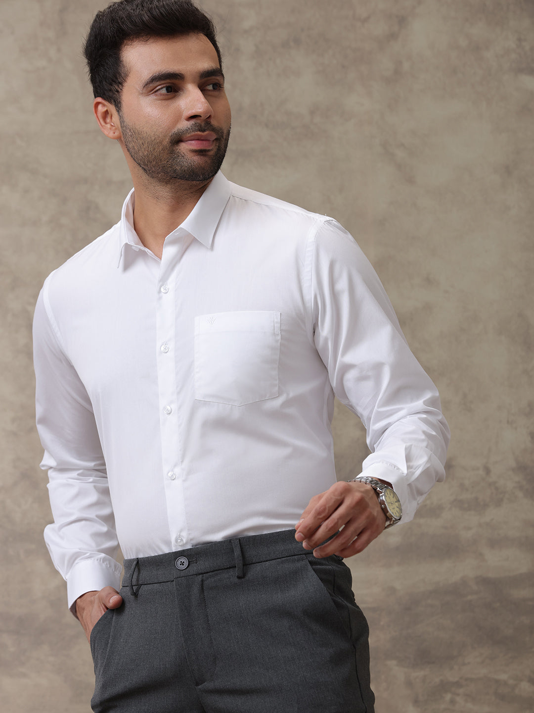 Men 100% Pima Cotton White Shirt_Viceroy