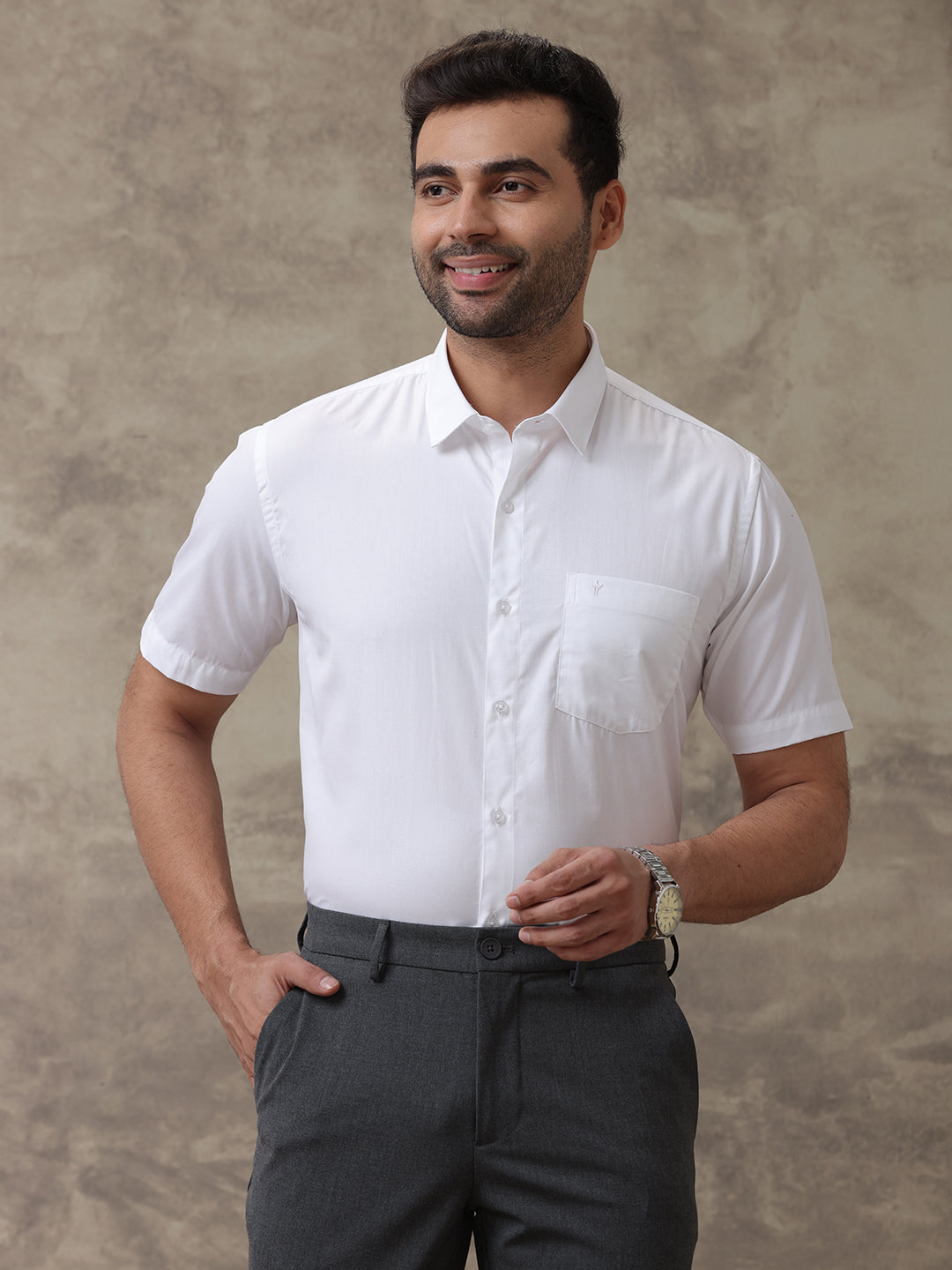 Men 100% Cotton White Shirt Royal Cotton