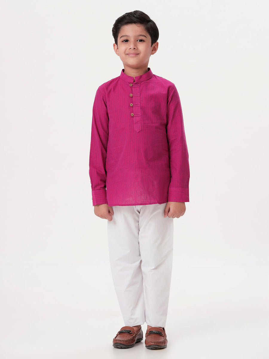 Boys Breeze Cotton Full Sleeves Purple Kurta with Pyjama Pant Combo
