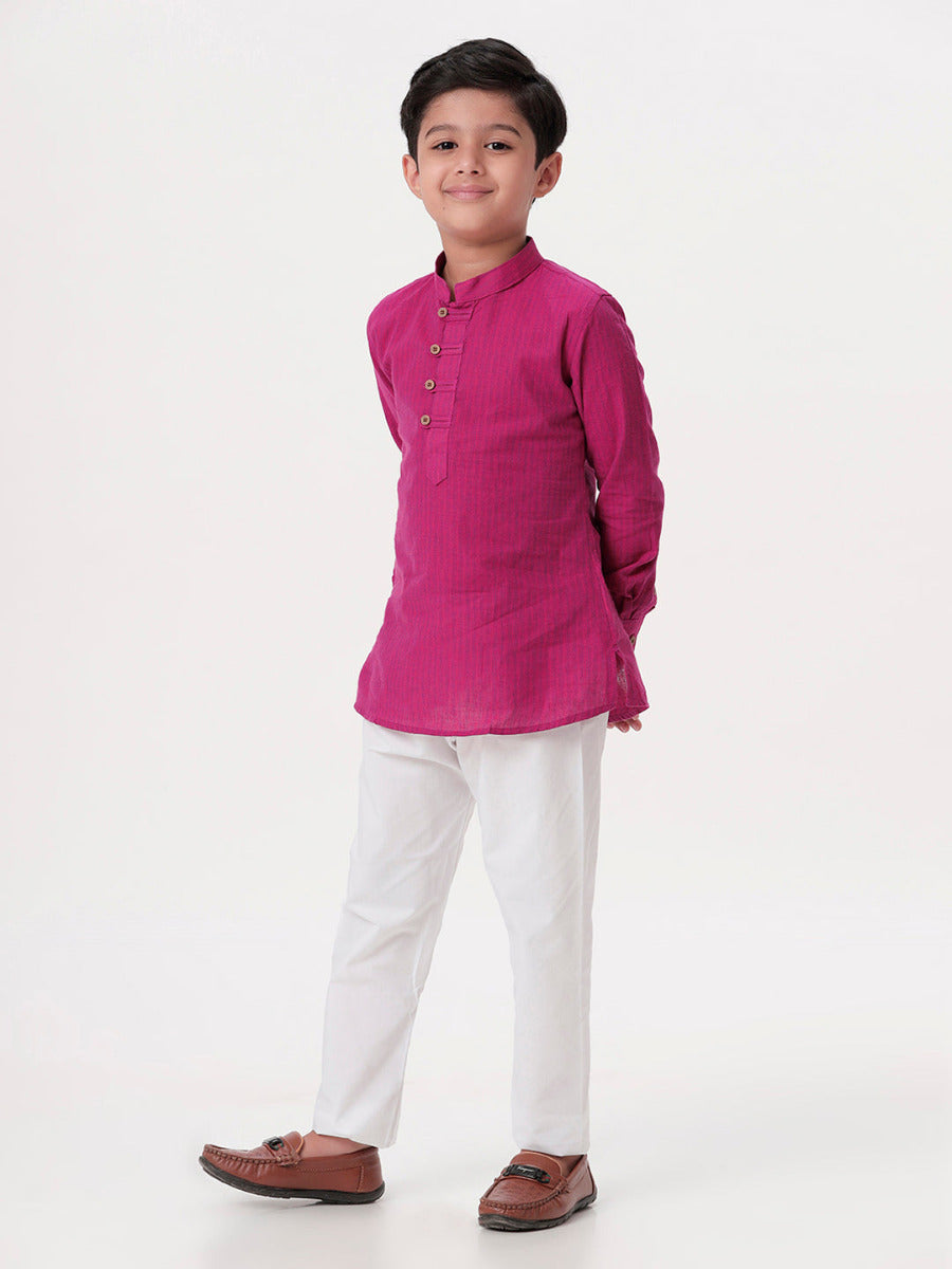 Boys Breeze Cotton Full Sleeves Purple Kurta with Pyjama Pant Combo-Side view
