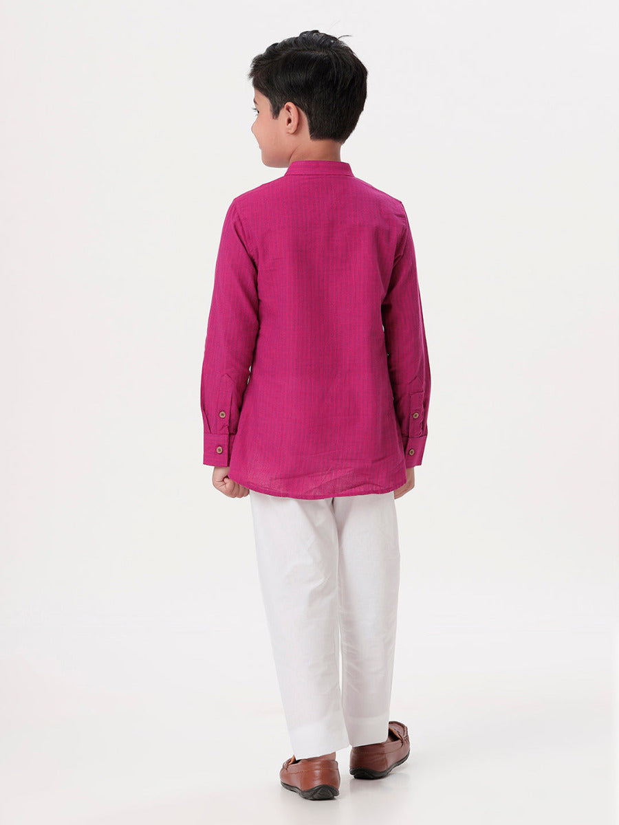 Boys Breeze Cotton Full Sleeves Purple Kurta with Pyjama Pant Combo-Back view