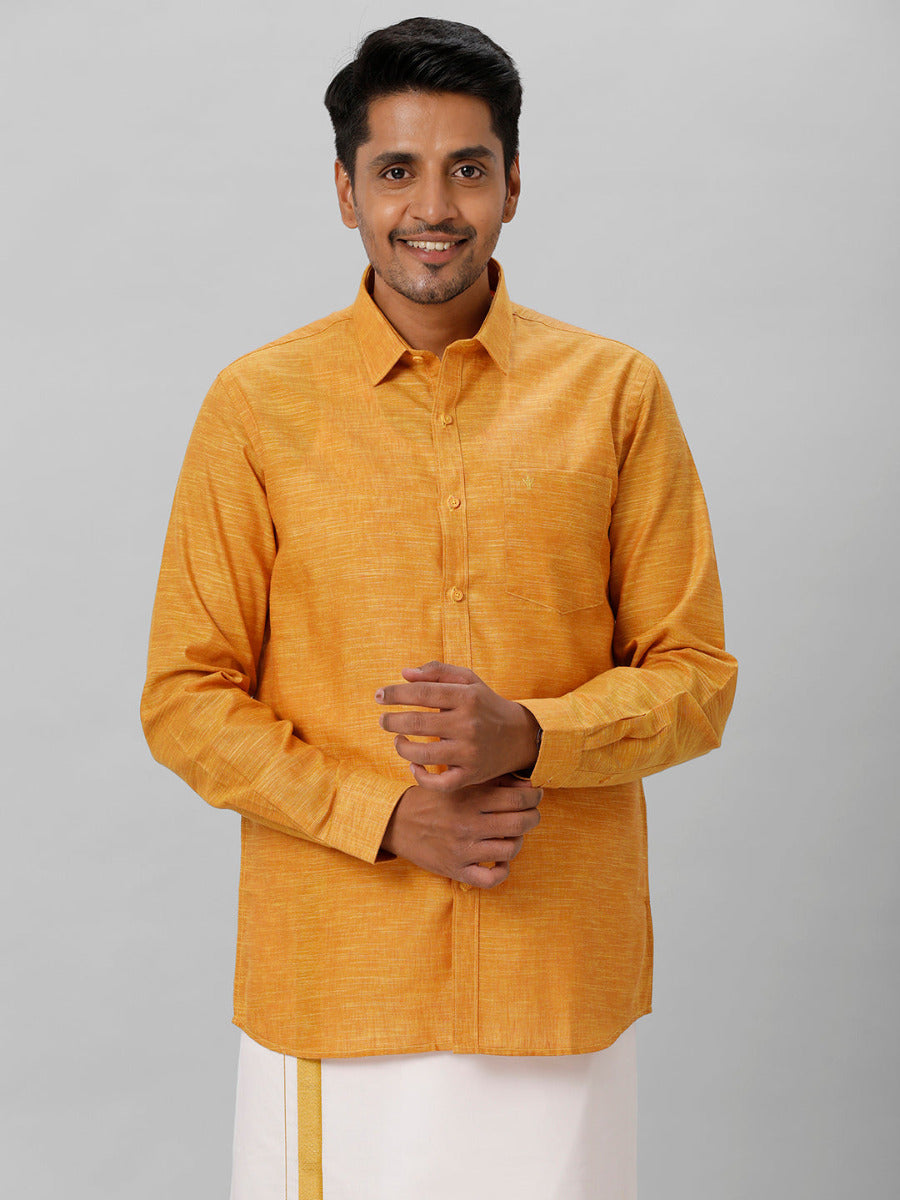 Mens Cotton Formal Mustard Full Sleeves Shirt T28 TD1