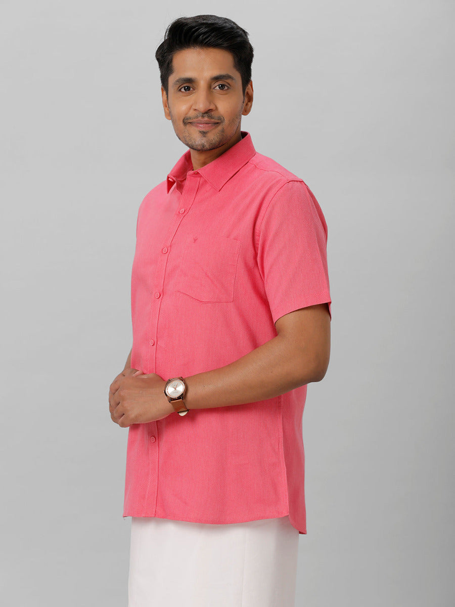 Mens Cotton Formal Pink Half Sleeves Shirt T31 TG2-Side view