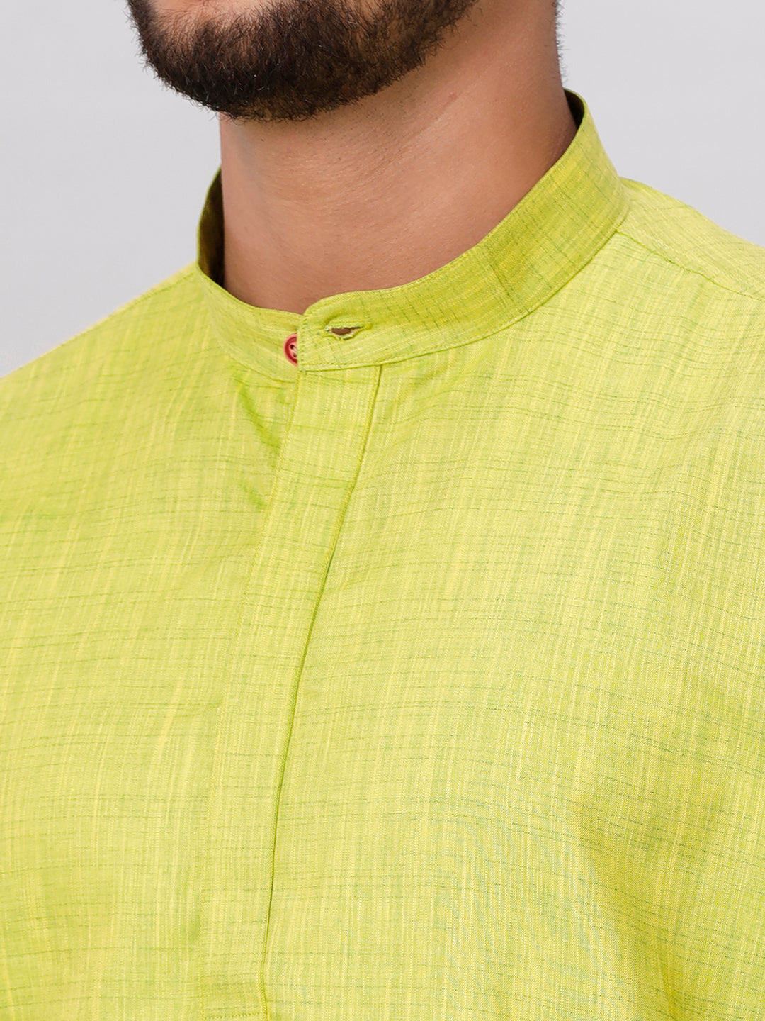 Like Father Like Son Parrot Green Kurta and Gold Jari White Dhoti Combo FS2-Zoomview