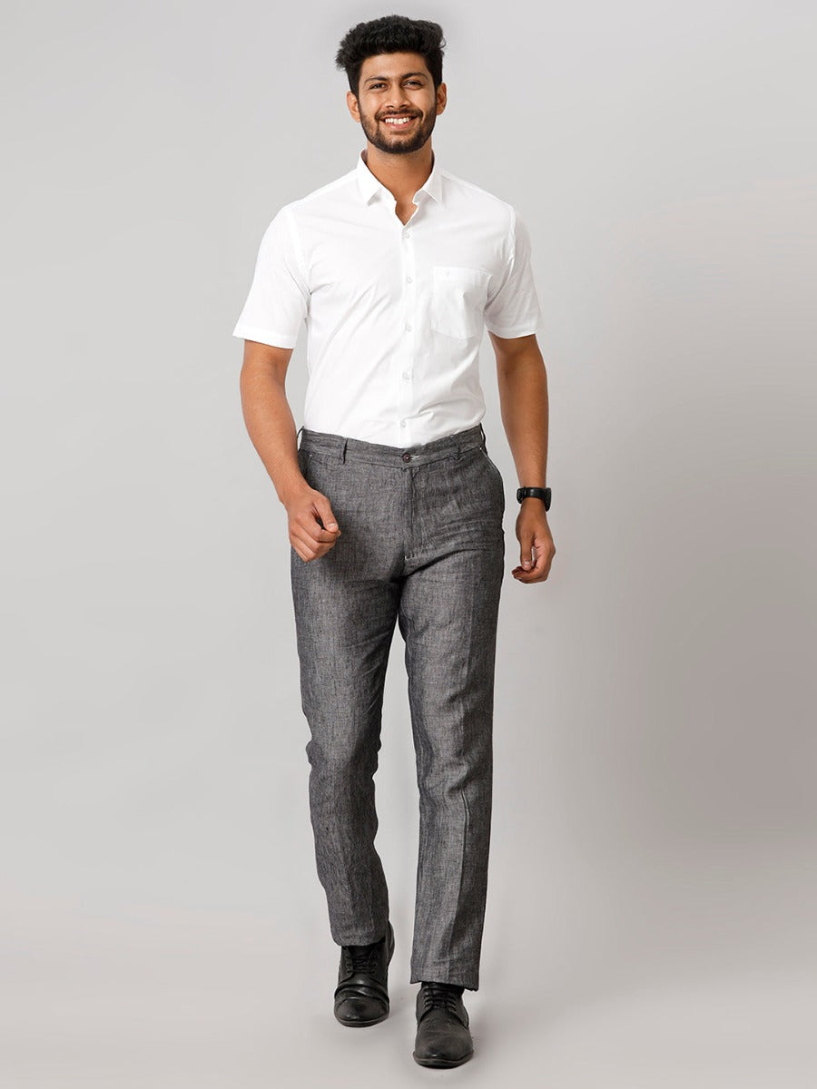Mens Uniform Linen Cotton White Shirt Half Sleeves-Full view
