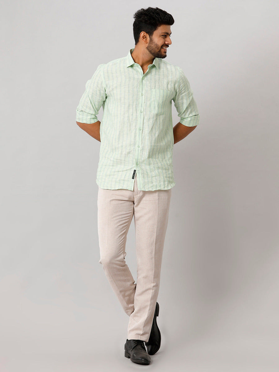 Mens Linen Cotton Trim Fit Sandal Pants-Full view