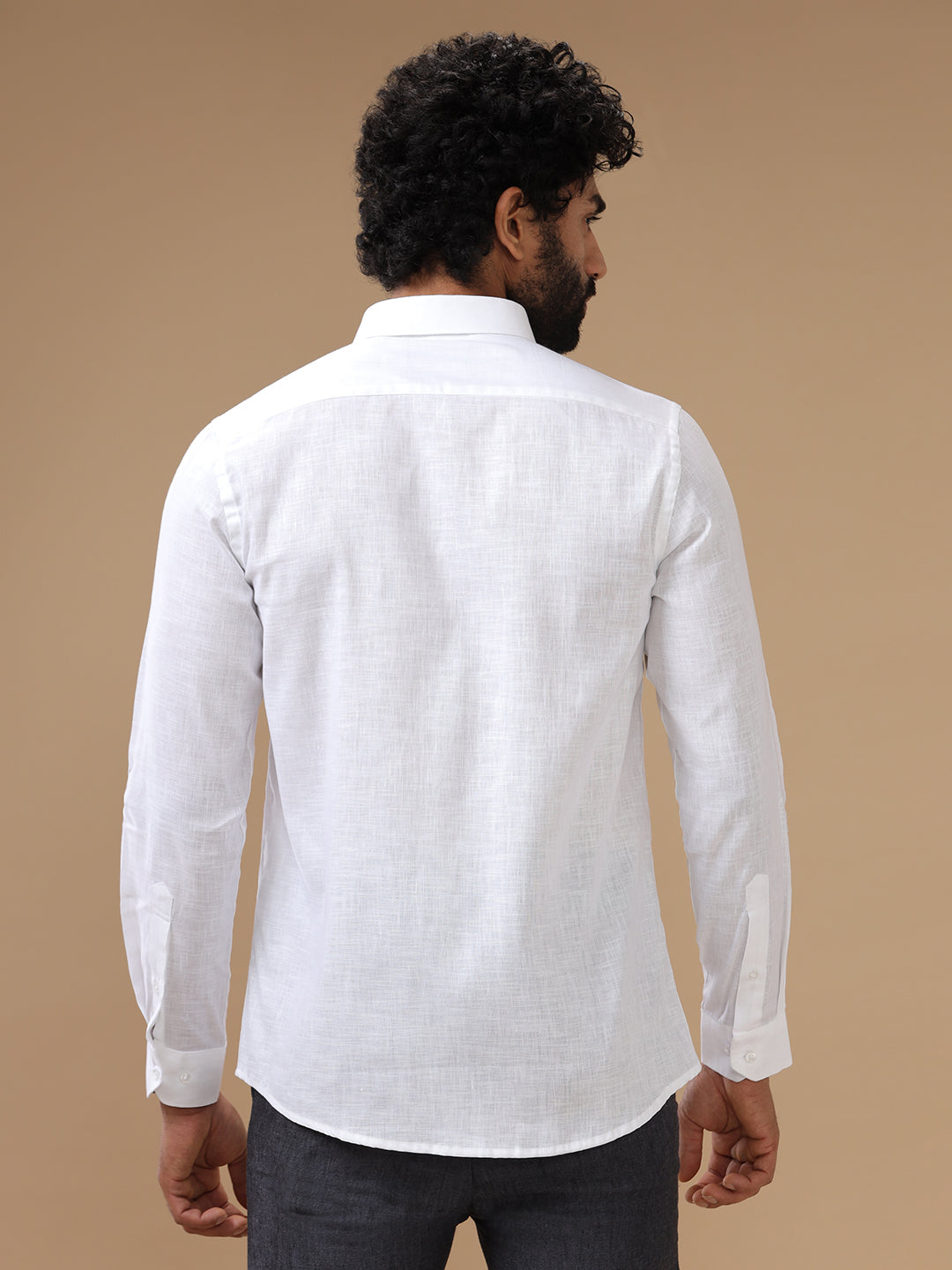 Men Linen Rich White Shirt