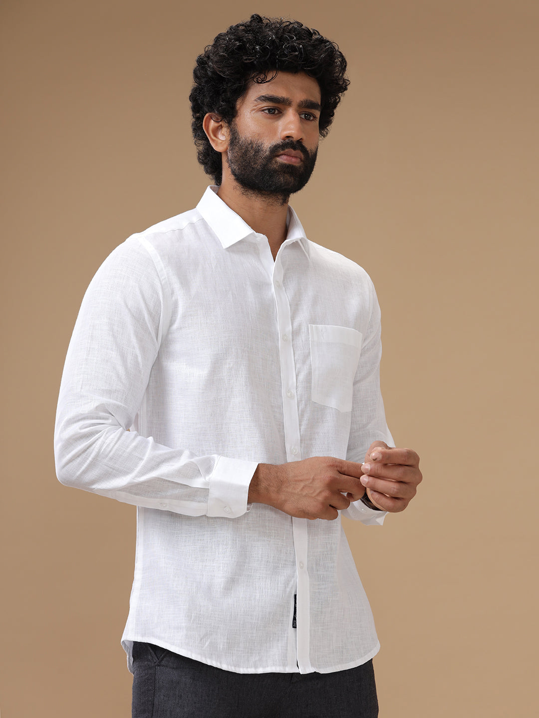 Men Linen Rich White Shirt