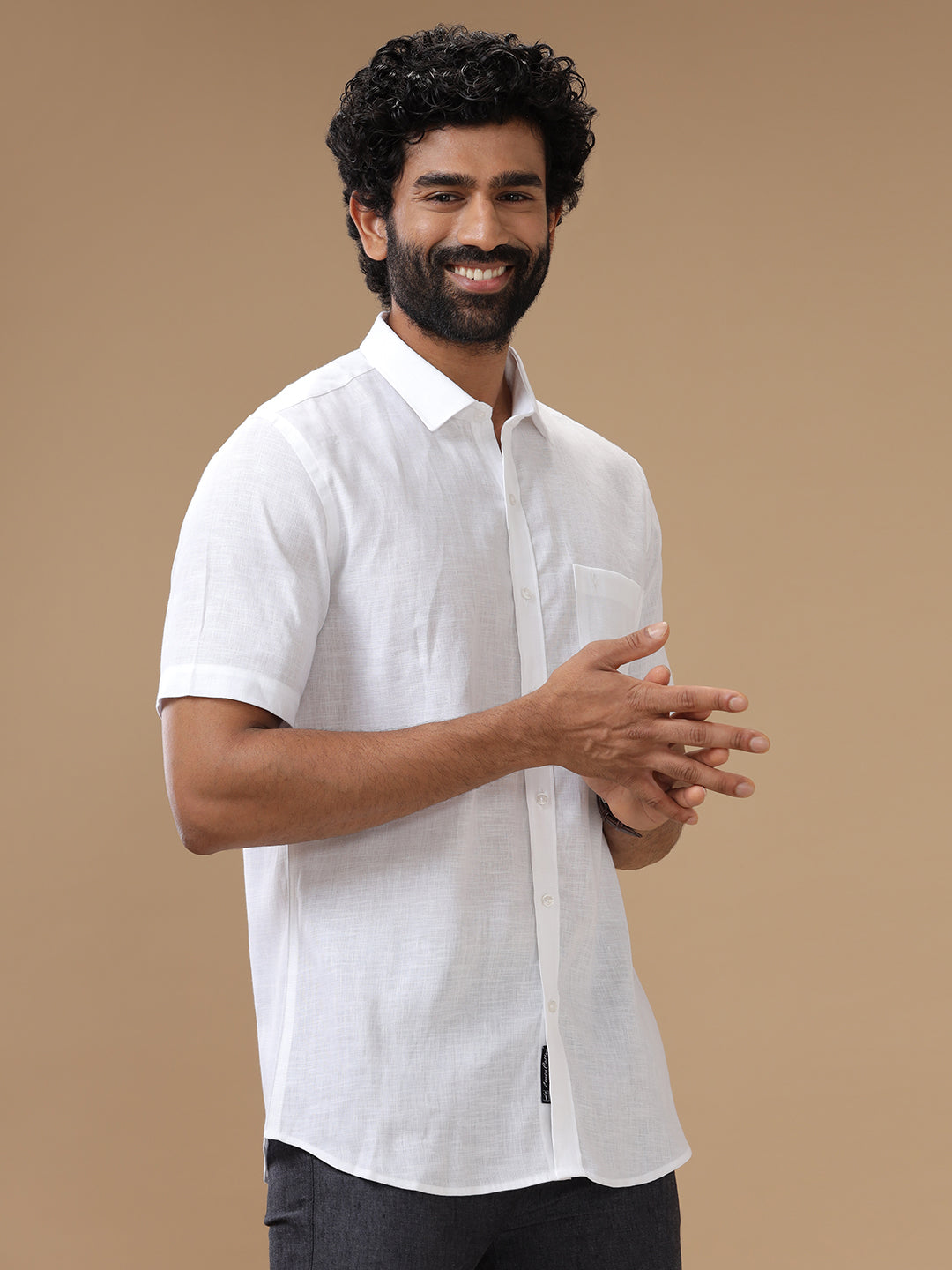 Men Linen Rich White Shirt